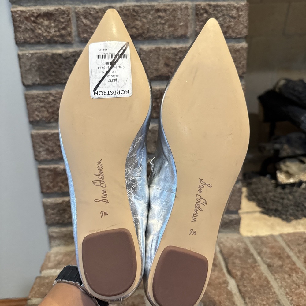 Sam Edelman Nesta Women's Silver Pointed Toe Mary Jane Flats Size 7.5 #513 - Picture 13 of 16